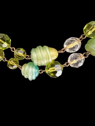 Collier Double rangs vintage ancien Murano Perles de verre vers 1950 cocktail