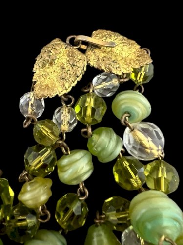 Collier Double rangs vintage ancien Murano Perles de verre vers 1950 cocktail