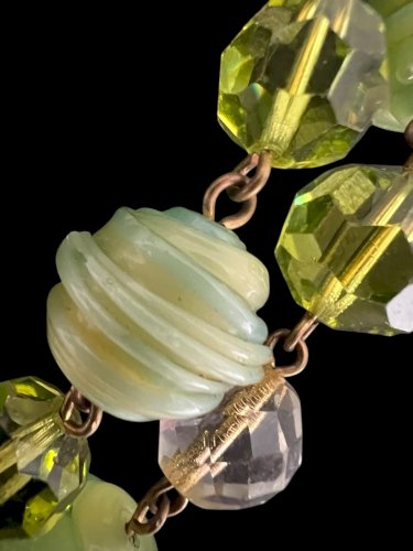 Collier Double rangs vintage ancien Murano Perles de verre vers 1950 cocktail