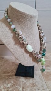 vintage Agate and ceramic necklace