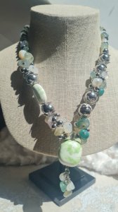vintage Agate and ceramic necklace