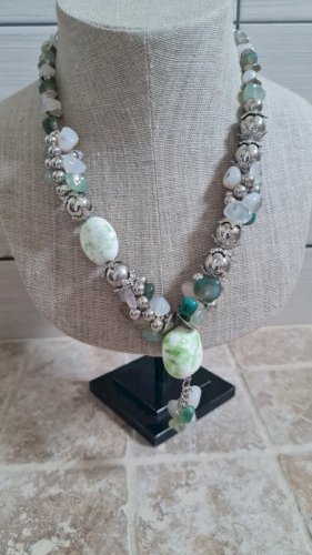 collier en Agate et céramique vintage