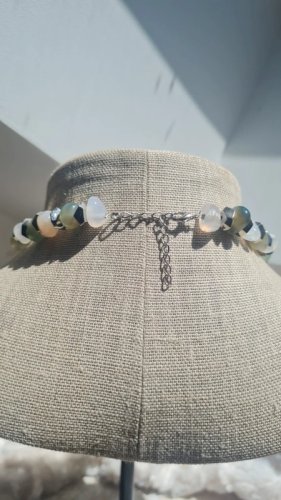 collier en Agate et céramique vintage