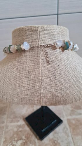 collier en Agate et céramique vintage