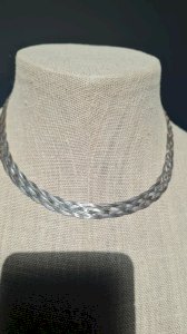 925 silver necklace - 6 flat links Bicolor