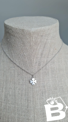 Collier en argent 925 porte-bonheur trèfle à quatre feuille