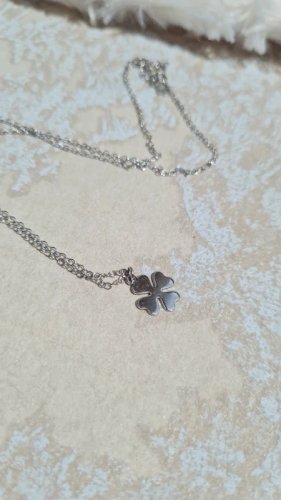 Collier en argent 925 porte-bonheur trèfle à quatre feuille