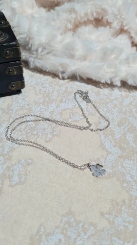 Collier en argent 925 porte-bonheur trèfle à quatre feuille