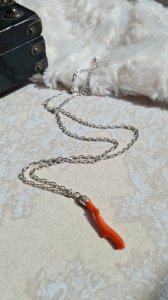 collier en argent & pendentif - branche de corail
