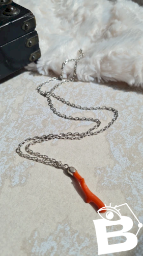 collier en argent & pendentif - branche de corail