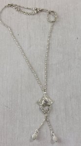 Silver metal necklace with rhinestone decoration