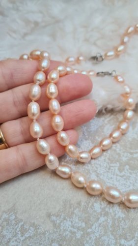 Collier en perles deau douce rosées