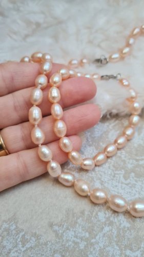 Collier en perles deau douce rosées