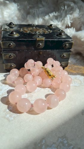 collier en pierre Quartz rose vintage - Ras de cou - lithothérapie