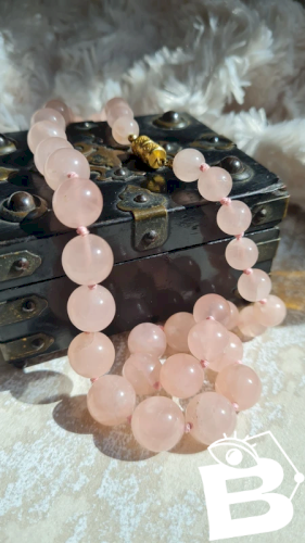 collier en pierre Quartz rose vintage - Ras de cou - lithothérapie