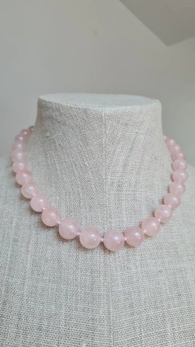 collier en pierre Quartz rose vintage - Ras de cou - lithothérapie