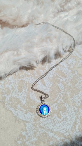collier en son pendentif vierge Marie - ras de cou argent 925