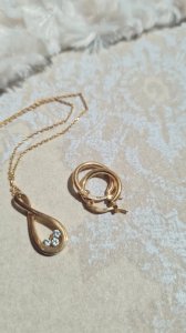 Gold-plated necklace and hoop earrings - gold-plated jewelry set
