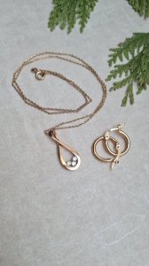 Gold-plated necklace and hoop earrings - gold-plated jewelry set