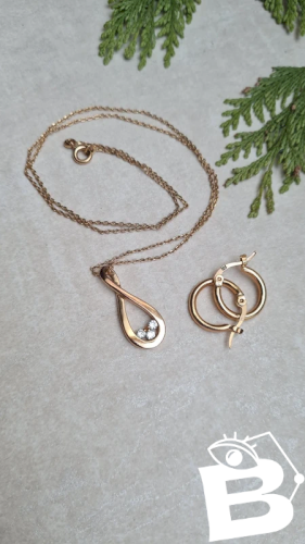 Collier et boucles d oreilles créoles plaqué or - ensemble de bijoux plaqué or