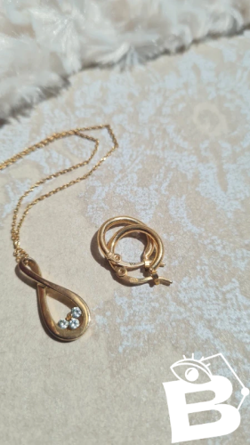 Collier et boucles d oreilles créoles plaqué or - ensemble de bijoux plaqué or
