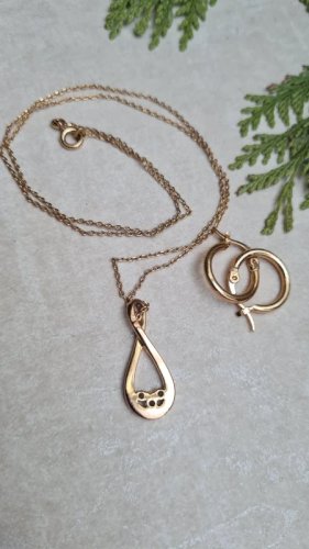 Collier et boucles d oreilles créoles plaqué or - ensemble de bijoux plaqué or