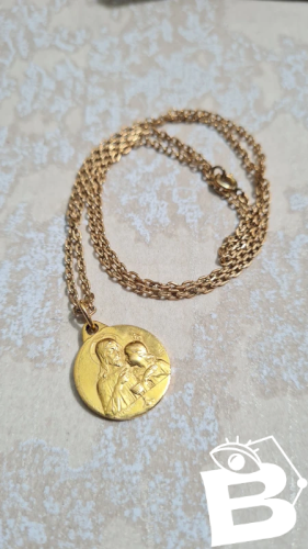 Collier et médaille de jésus  signée Lasserre - en plaqué Or (Fix et Galy )