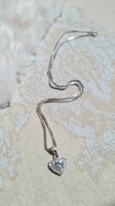 silver heart necklace and pendant