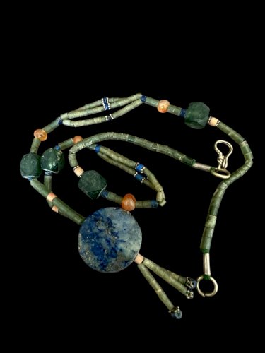 Collier ethnique vintage lapis Lazuli unisexe Pierres afghan