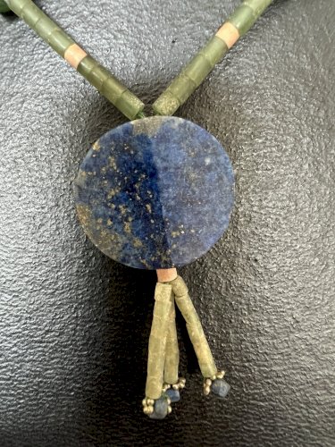 Collier ethnique vintage lapis Lazuli unisexe Pierres afghan