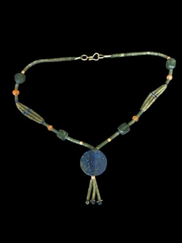 Collier ethnique vintage lapis Lazuli unisexe Pierres afghan
