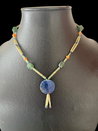 Collier ethnique vintage lapis Lazuli unisexe Pierres afghan