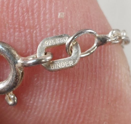 Collier FBM Friedrich Binder + pendentif charms, en argent massif