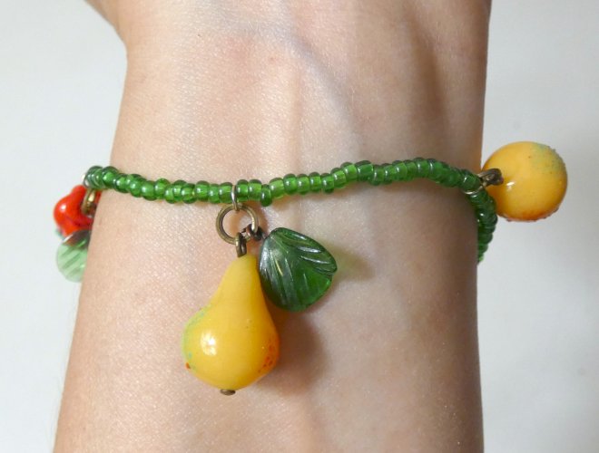 collier fruits perles de verre murano glass vintage