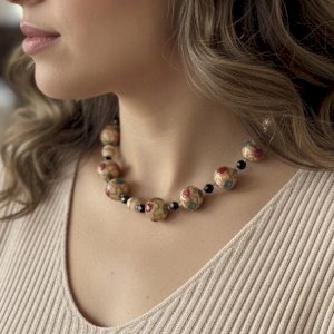 Vintage Murano glass bead necklace Art Deco circa 1925 Glass Paste