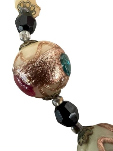 Collier grosses perles de Murano vintage ancien Art Deco Vers 1925 Pâte De Verre
