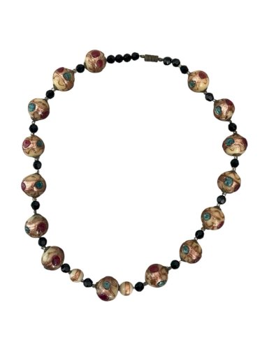 Collier grosses perles de Murano vintage ancien Art Deco Vers 1925 Pâte De Verre