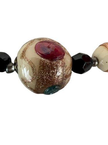 Collier grosses perles de Murano vintage ancien Art Deco Vers 1925 Pâte De Verre