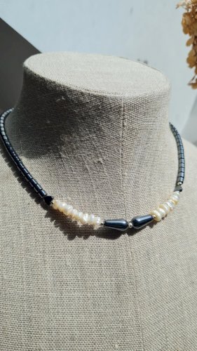 Collier Hématite et perles deau douce
