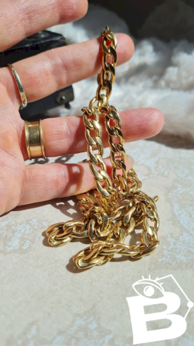 Collier Homme maillons plat plaqué or 61,5 cm