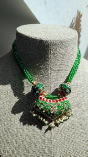 Collier indien bijou de mariage vintage émaillé