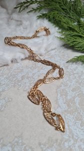 antique long necklace in gold-plated filigree