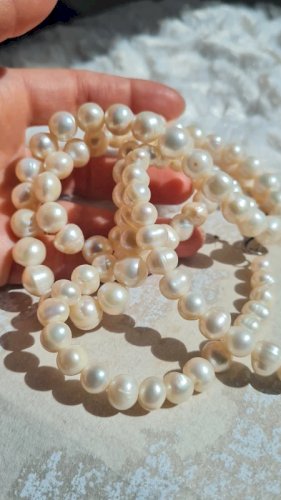 Collier long de grosses perles deau douce vintage