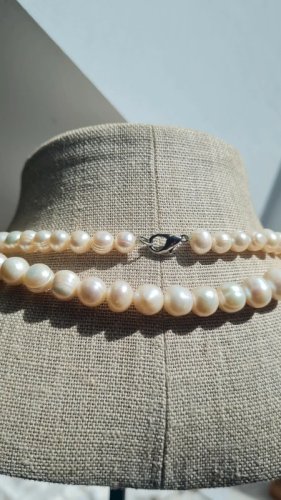 Collier long de grosses perles deau douce vintage