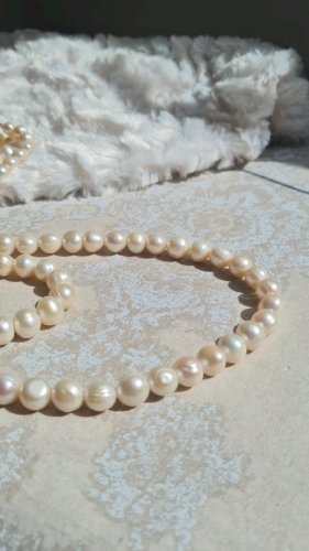 Collier long de grosses perles deau douce vintage