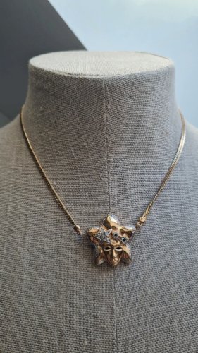 collier Masque Vénitien plaqué or - saphir et strass