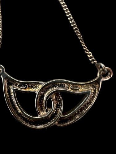 Collier motif entrelacé Argent, 925- Vermeil vintage Swarovski -Marque Airoldi