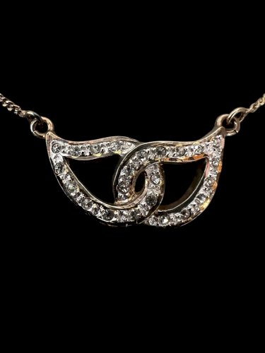Collier motif entrelacé Argent, 925- Vermeil vintage Swarovski -Marque Airoldi