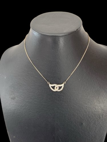 Collier motif entrelacé Argent, 925- Vermeil vintage Swarovski -Marque Airoldi