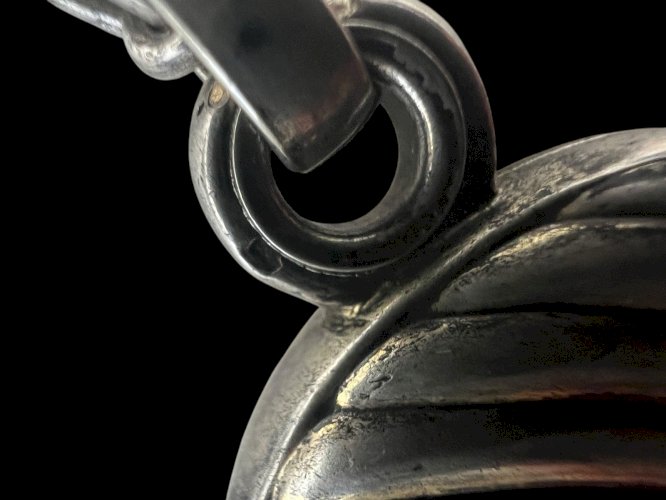 Collier pendentif ancien miroir XIXe siècle argent poinçon sanglier France Mixte